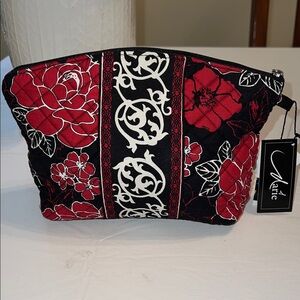 Marie Black and Red Floral Cosmetic Bag